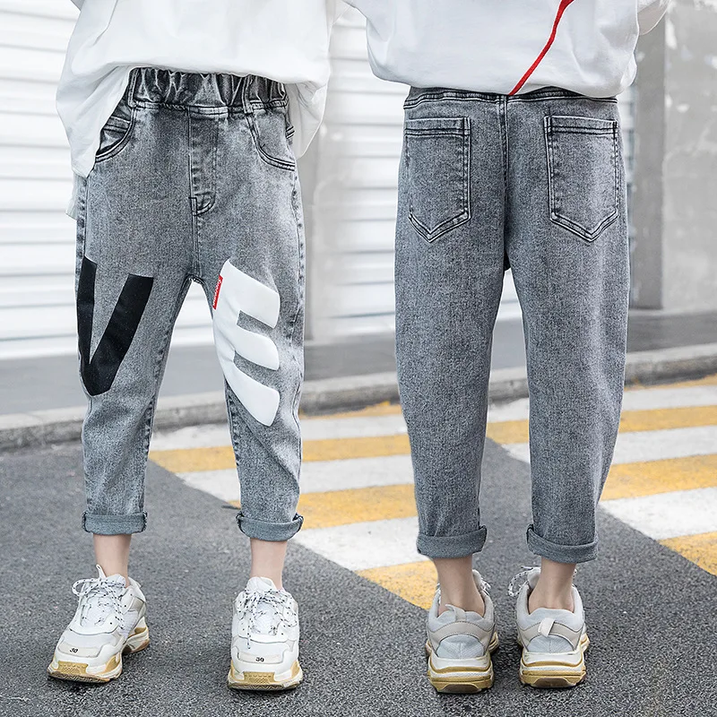 

Childrenswear New Style 2019 Spring And Autumn Crawler Lettered Hip Hop GIRL'S Jeans Trousers CHILDREN'S Trousers a Ready