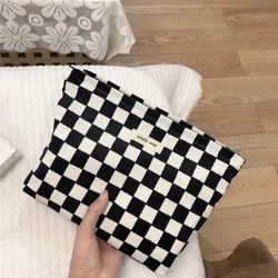 Corduroy Fashion Versatile Checkerboard Small Cloth Bag Cosmetic Bag Women's Handbag Handbag