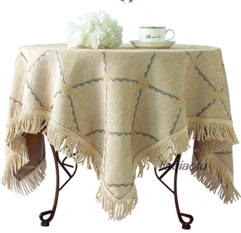 

European round table cloth High-end luxury simple modern American table cloth cotton and linen Table runner