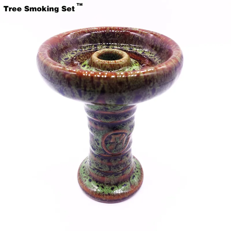 Green Керамическая чаша для кальяна Chicha с одним отверстием, чаша для кальяна, чаша для обозрения, кальян с втулкой, изготовленная из подходящего держателя Koloud Nargile Acessorios - Цвет: Green