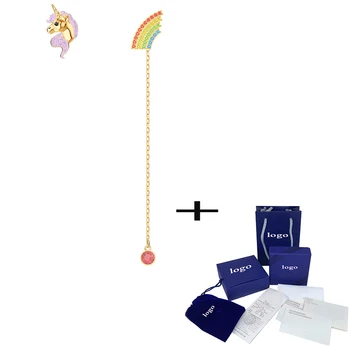 

SWA New UNICORN Pierced Earrings Shiny Light Purple Mane Unicorn Lady Fashion Jewelry Valentine's Day Romantic Gift