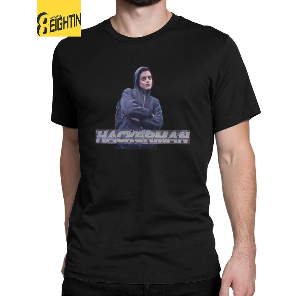 Для Мужчин's Hackerman мистер робот футболка хакер Fsociety Corp маска Малек футболки Linux