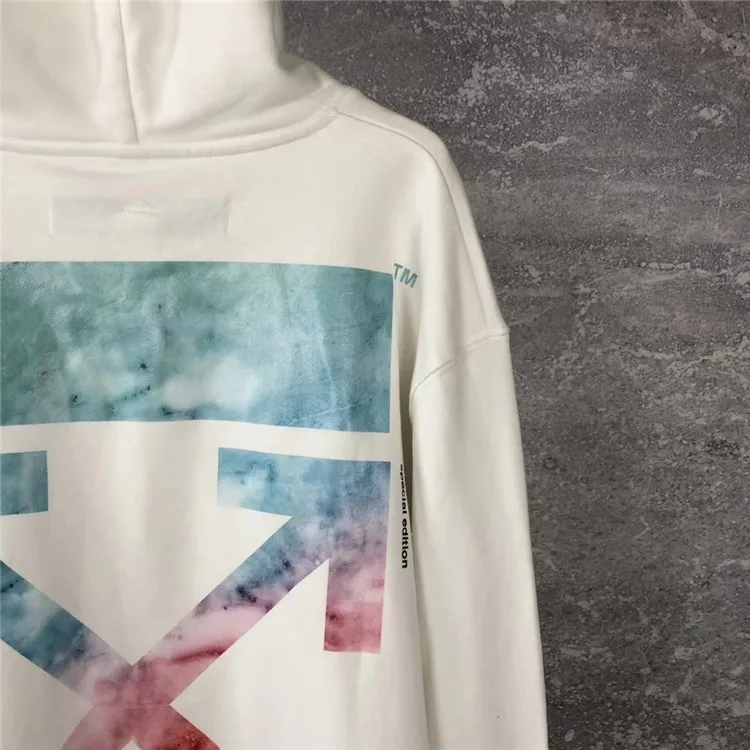 Off-white ограниченная розовая Синяя толстовка с капюшоном с изображением акварели