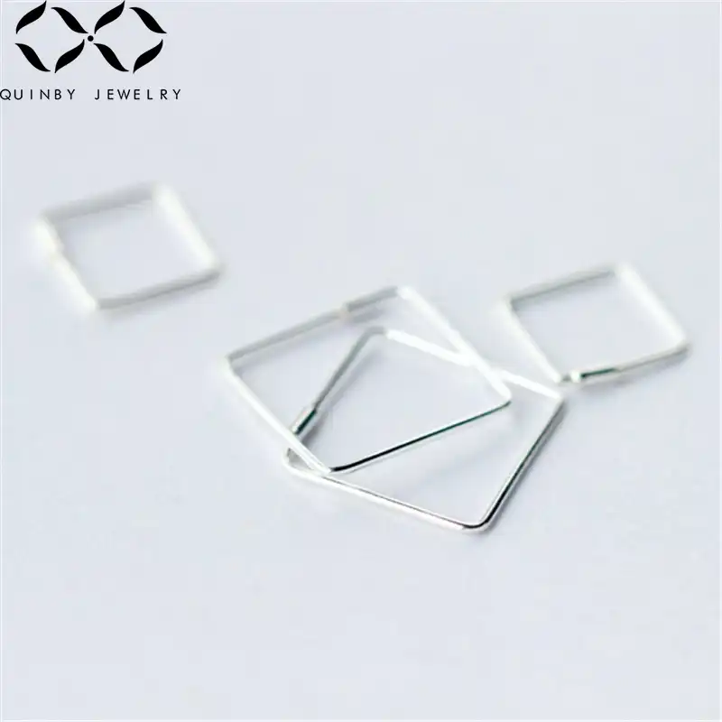 Куинби 925 стерлингового серебра серьги для женщин уличный стиль большие серьги в форме треугольника серьги девушки круглой квадратной формы серьги-обручи Q5