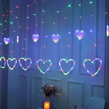 

New color heart-shaped LED light flashing lights full of stars curtain lights net red light room party atmosphere home decor