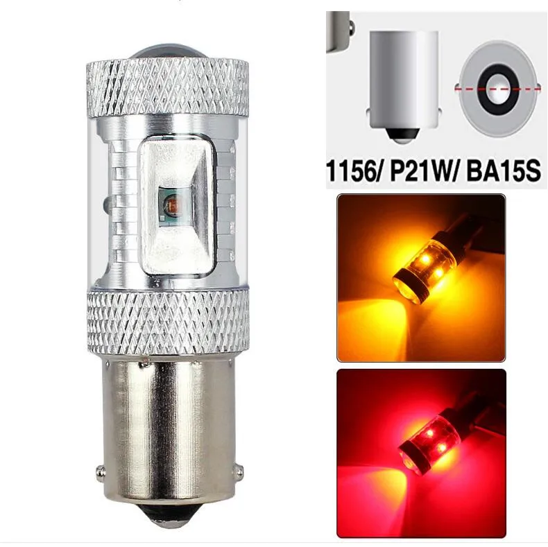 CanBUS ampoules светодиодный P21W 1156 BA15S PY21W BAU15S Бланк jaune rouge 1600Lm клигнотант inverseur voiture de frein lumiere 30 Вт 12 В