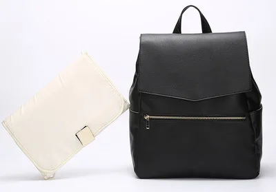 PU Leather Diaper Bag Backpack Mummy Maternity Nappy Nursing Bags Women Fashion Outdoor Travel Bag Backpack for Baby Care - Цвет: Black