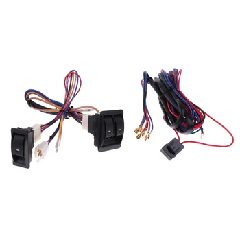 

12V Universal Electric Power Window Switch Kit with Wiring Harness Switch Holder for 2-Door Type