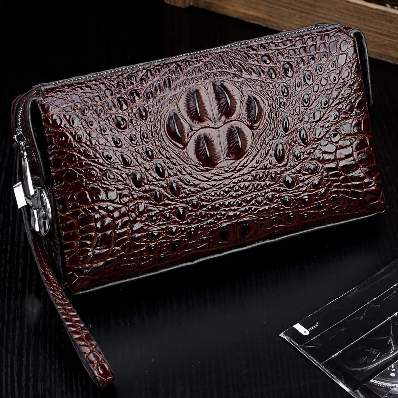 

Luxury Alligator Pattern Genuine Leather Clutch Bag Men's Wallets Business Handbag Crocodile Male Wallet Card Holder Purse