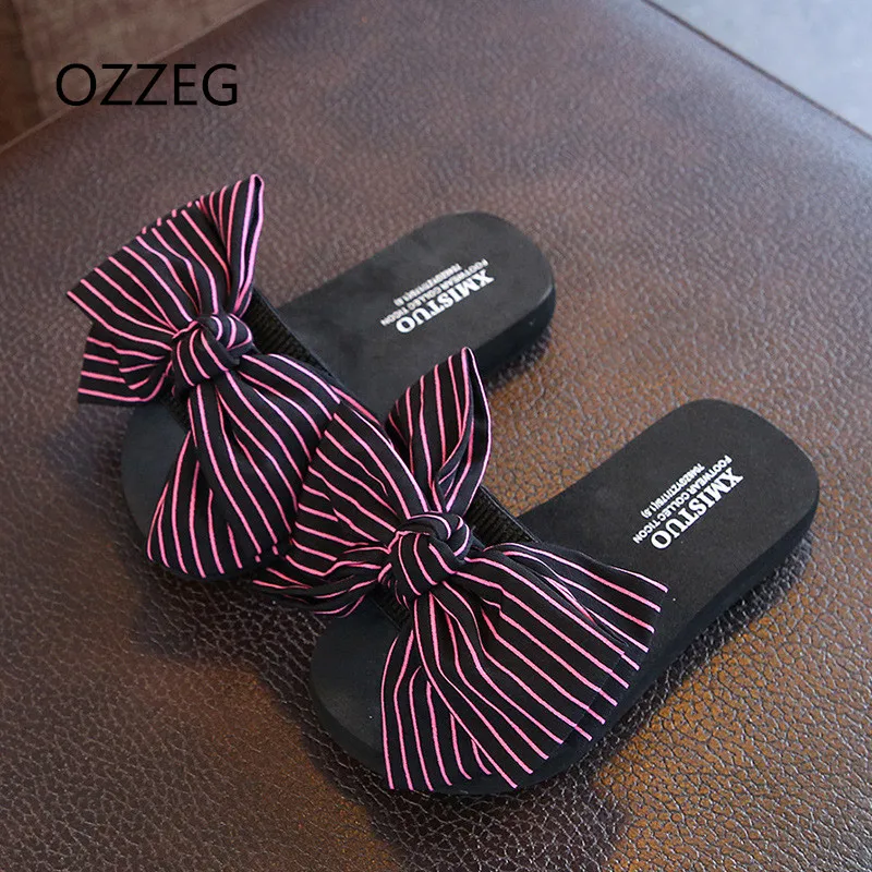 

Summer Slippers Women Fashion Bowknot Slippers Slip On Platform Beach Slippers Ladies Soft Non-slip Casual Shoes Slides Female