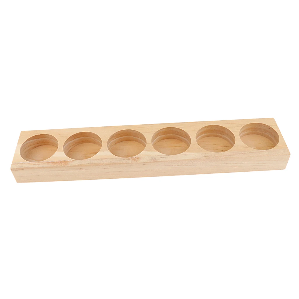 Natural Wood Essential Oil Display Stand Cosmetic Organizer Rack Nail Polish Storage for 6pcs 15ml Bottles Aromatherapy Tray