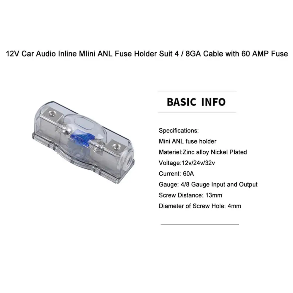 12V автомобиль аудио встроенный MIini держатель предохранителя anl костюм 4/8GA кабель с 60 плавкий предохранитель