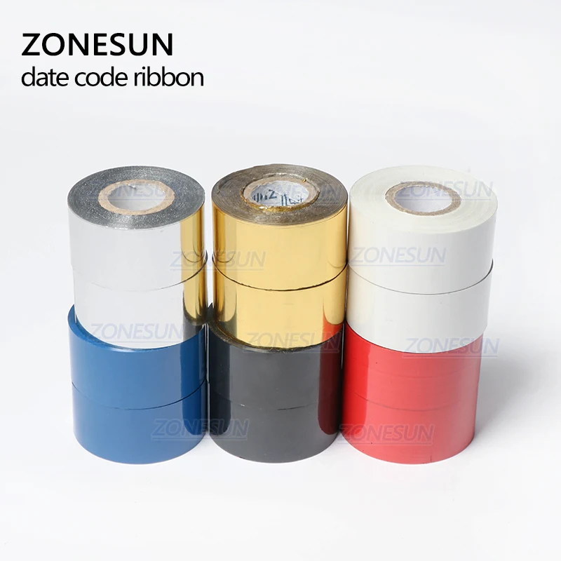 ZONESUN Дата Код термальная Лента печатная машина лента для аксессуаров для пластиковой бумаги 30*100 м черный белый красный