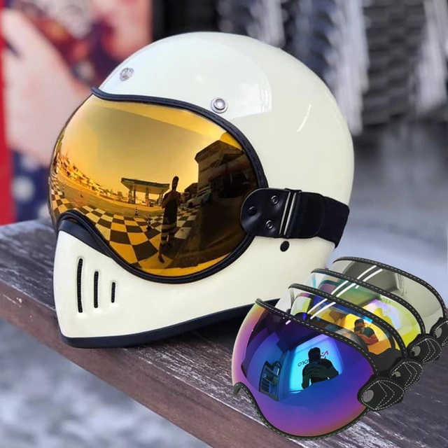 Lente abatible hacia arriba, visera de burbuja, máscara de protección Thompson BELL 3, ROYAL SHOEI ATV, gafas de lente de casco de motocicleta Retro _ - AliExpress Mobile