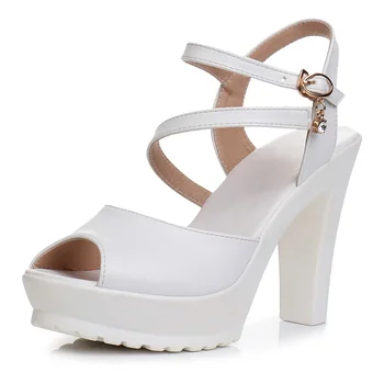 

2019 summer new white wild sandals super high heel waterproof platform thick with fish mouth large size women's sandals