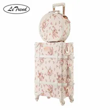 LeTrend Ретро 26-дюймовый Спиннер, набор чемоданов на колесиках, милый розовый Дорожный чемодан на колесиках, Женский чемодан на колесиках, винтажный багажник LeTrend Ретро 26-дюймовый Спиннер, набор чемоданов на колесиках, милый розовый Дорожный чемодан на колесиках, Женский чемодан на колесиках, винтажный багажник