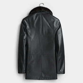 

Men's Leather Jacket Sheepskin Coat Winter Genuine Leather Down Jacket Men Mink Fur Collar Jaqueta De Couro 2020 1707