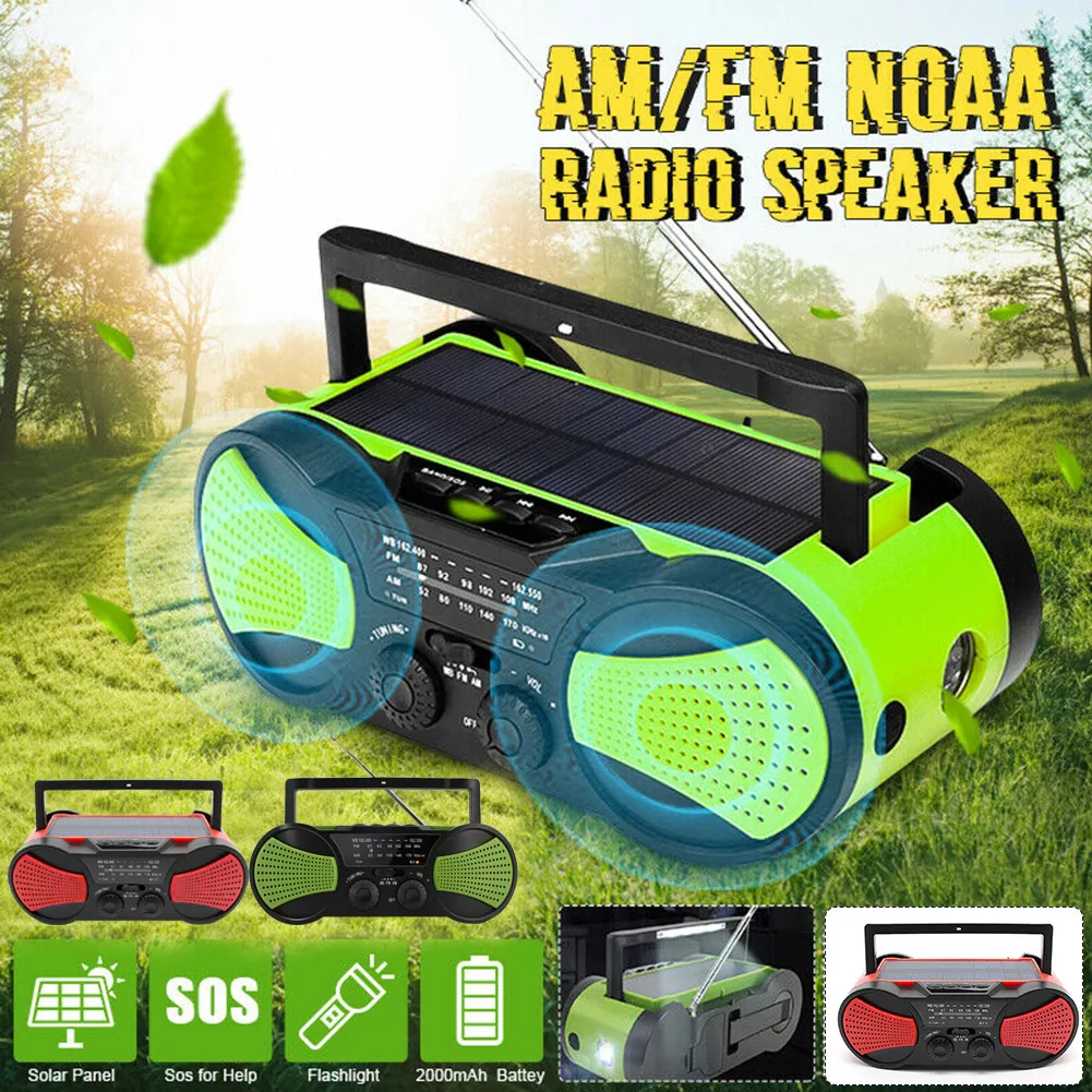 

Emergency Solar Hand Crank Radio Speaker AM FM NOAA with LED Flashlight Power Bank QJY99