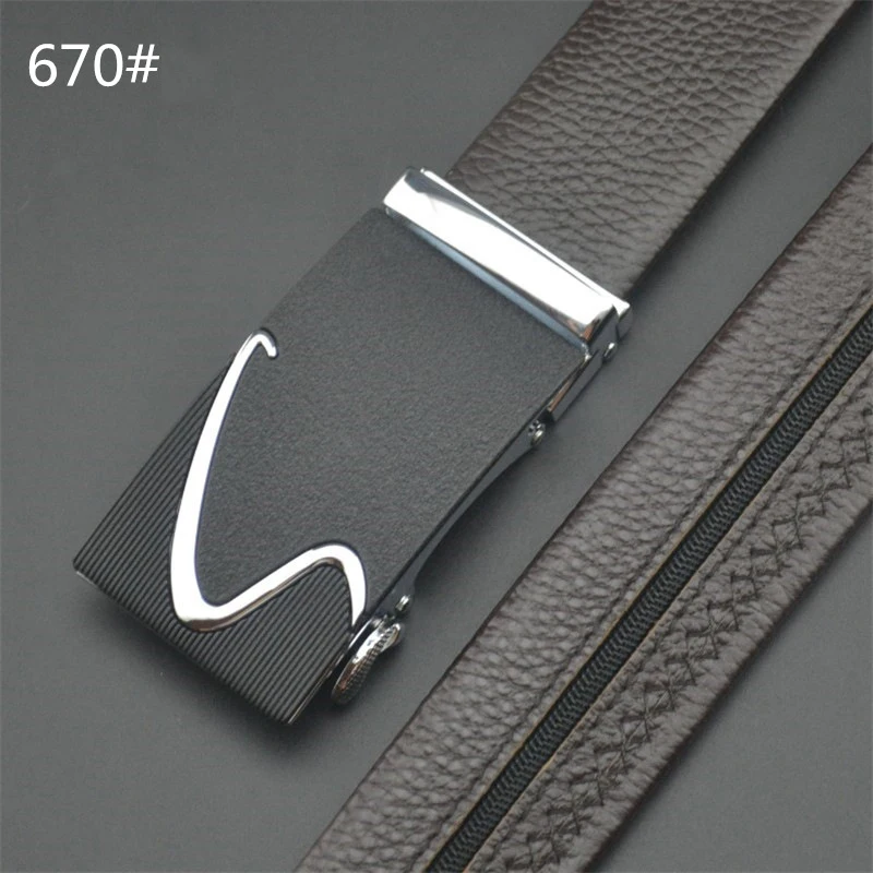 Nuleez real leather belt men to hide money in black and coffee automatically lock head belt strap fashion new gift for boyfriend