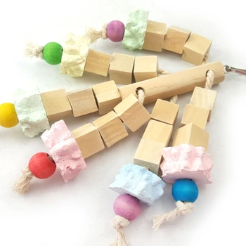 

Parrot Bird Chewing Toy - Natural Wooden Parrot Blocks Knots Tearing Toy 27RF