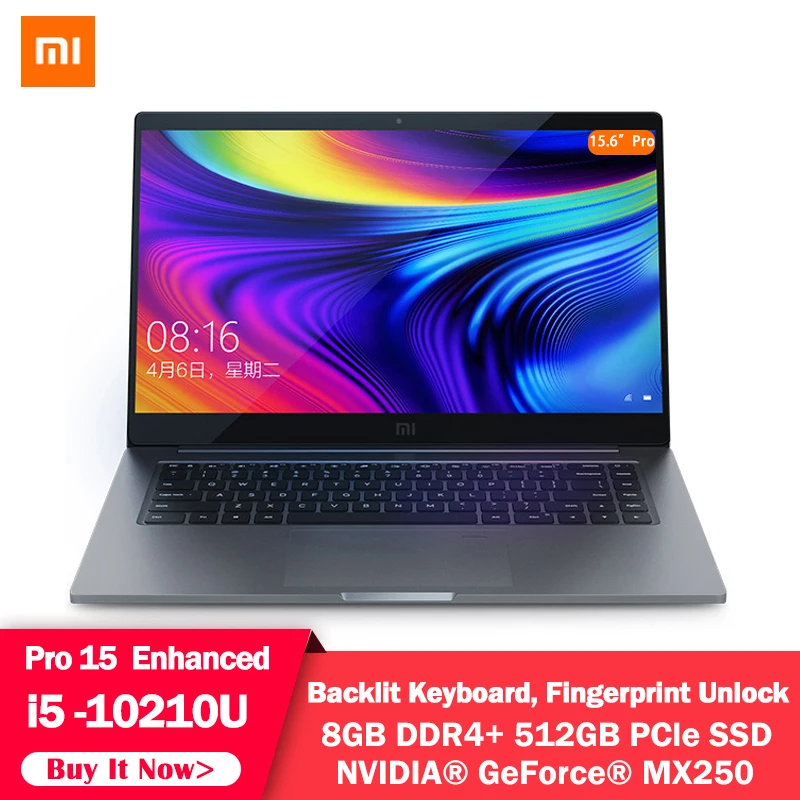 Xiaomi Mi ноутбук Pro 15 6 дюймов Enhanced i5 10210U 8 Гб оперативной памяти 512 ГБ SSD MX250 Windows 10 Мини