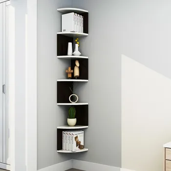 

HQ CR01 Wood Corner Shelf Organizer Wall Shelf Kitchen Storage Rack Shower Holder Home Living Room Bookshelf Shelves Storage