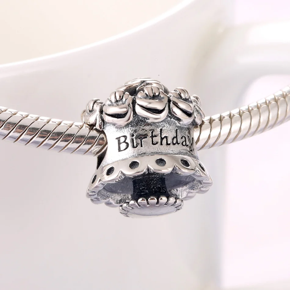 Authentic S925 Silver Bead DIY Jewelry Happy Birthday Rose Cake Charms fit Lady Bracelet Bangle | Украшения и аксессуары