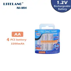 Высокая Ёмкость litelong А. А. 3200 мАч NiMH Перезаряжаемые Батарея низкий саморазряд Батарея Бесплатная доставка, 4 шт./карта