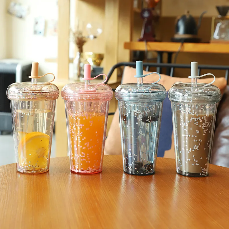 Cannucce Vetro Bicchieri Vetro Con Coperchio BAIFULAI Set 2 Bicchieri Bubble Tea In Vetro - 500 Ml Con Coperchio E Cannuccia Bicchiere Cannuccia Bicchieri Spritz