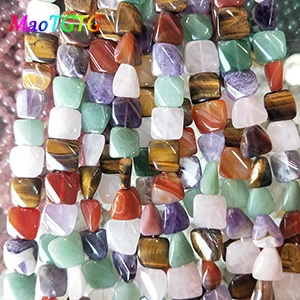 Разноцветные Бусины Из Натурального смешанного камня для изготовления ювелирных изделий, браслет, ожерелье, любовь, квадратная форма, неправильные бусины - Цвет: 15x15mm-25pcs