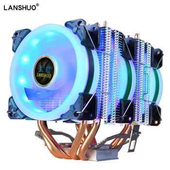 

LANSHUO 4Copper Tube Double Tower CPU Cooler 90MM Silent 4PIN PWM RGB Fan INTEL I3 I5 I7 I9 AMD3 AM4 2011Desktop Computer Cooler