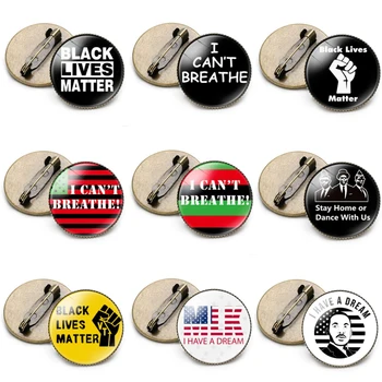 

9 Styles Round Letter Brooch I Cant Breathe Black Lives Matter Antiracism Jewelry Accessories Wholesale Price