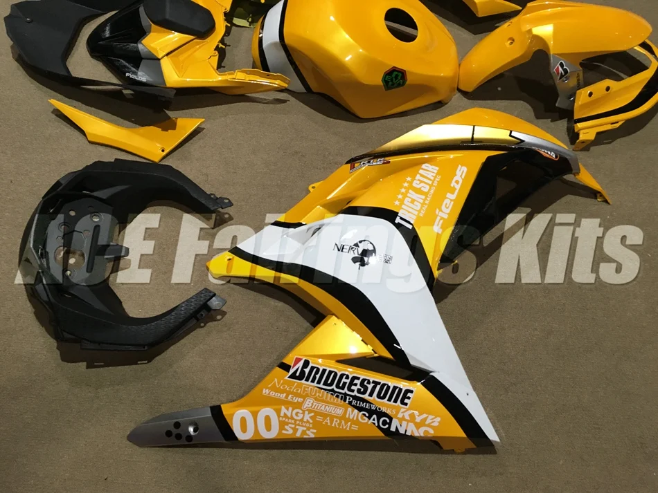 ABS полный обтекатель комплект для Kawasaki Ninja300 EX300 300R 2013 13 14 15 16 17 Обтекатели+ крышка бака желтый цвет