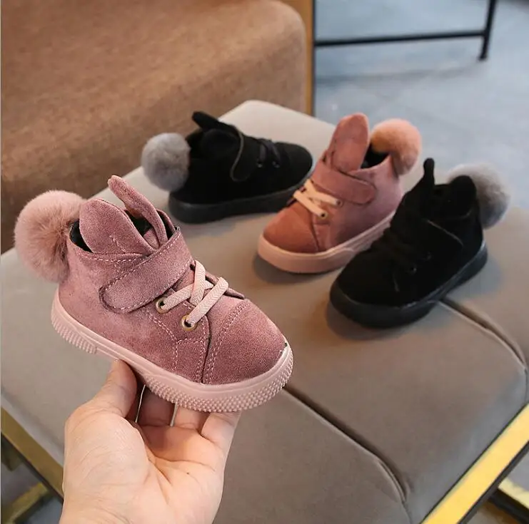 Новые зимние ботинки для девушки плюшевые зимние ботинки для малышей кролик на мягкой подошве теплый ребенок сапоги ЕС 21-30