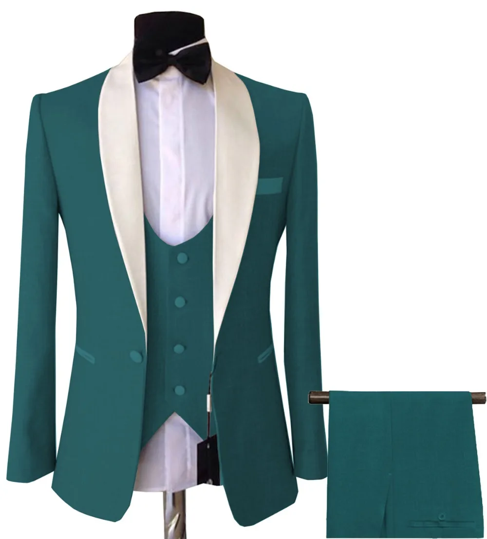 

Mens 3 Pieces Suits Slim Fit Business Groom Pink purple Jacket Tuxedos White Blazer for Wedding Prom Evening(Blazer+Vest+Pants)
