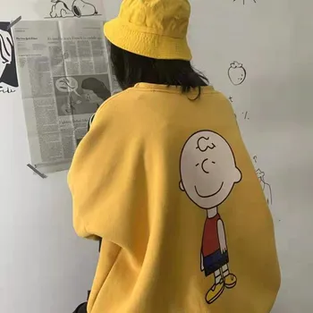 

2020 Autumn High Street Harajuku Hoodies Streetwear Cartoon Printed Tops Women Loose Letter Women Clothing sweatshirt hoodies