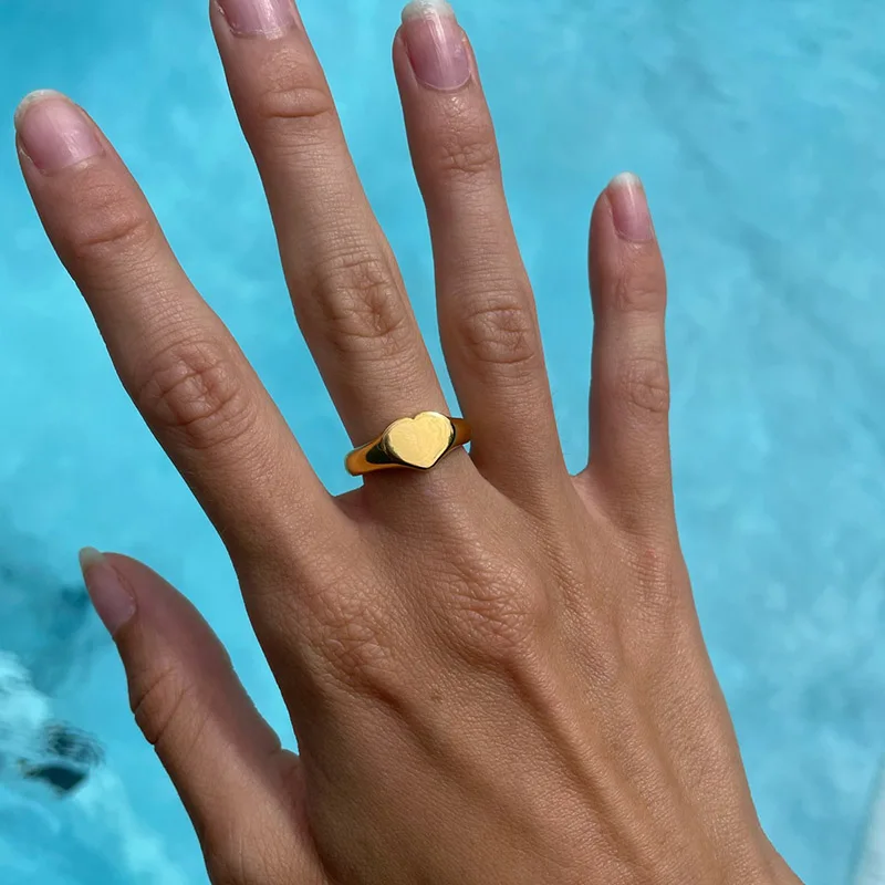 Heart Rings For Women Stainless Steel Gold Color