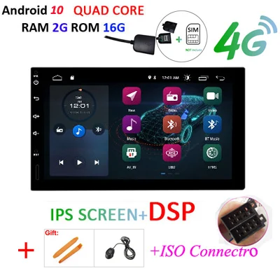 DSP 4G SIM ips HD экран Android 10 автомобильное радио стерео gps навигация Универсальный 2 din для VW/NISSAN/TOYOTA автомобильный ПК мультимедиа obd2 - Цвет: ISO 2G 16G IPS DSP