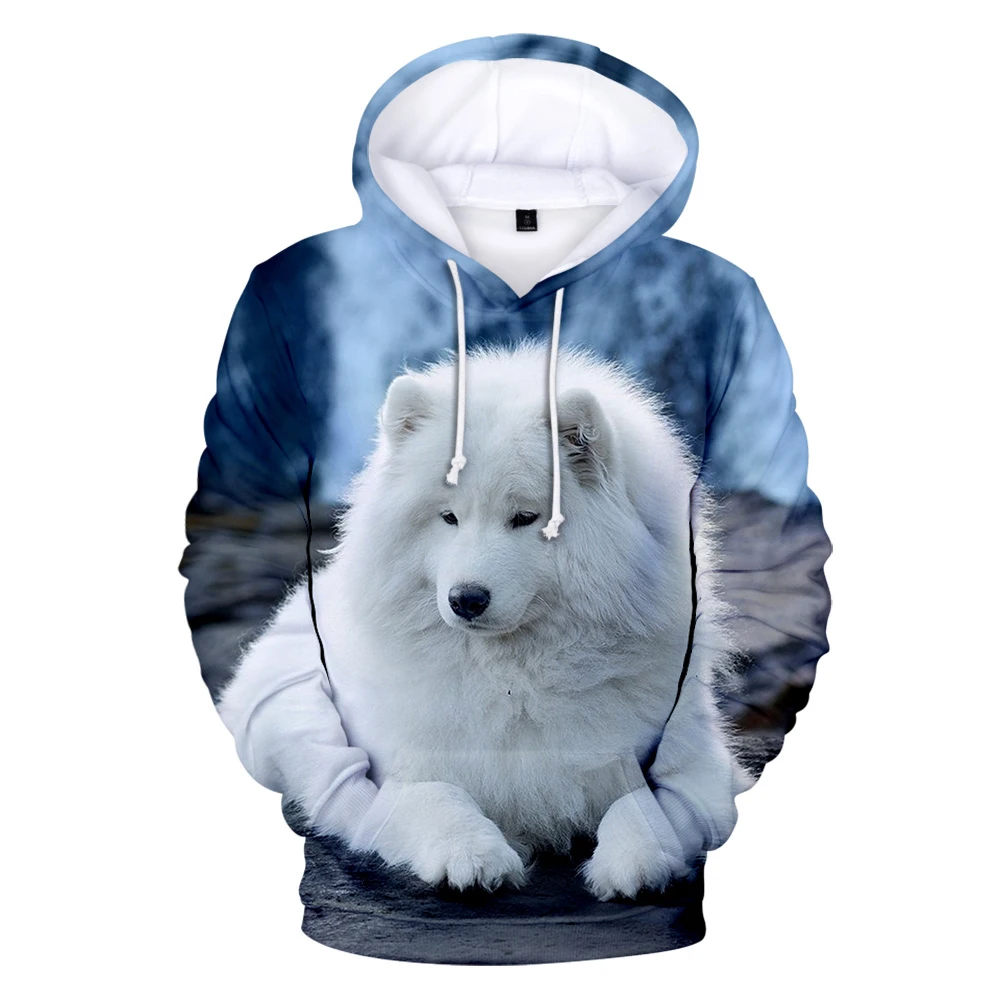 

Personality oversized Samoyed Wolf hoodie Boy and girl 3D printed sweatshirt Harajuku autumn and winter hoodie