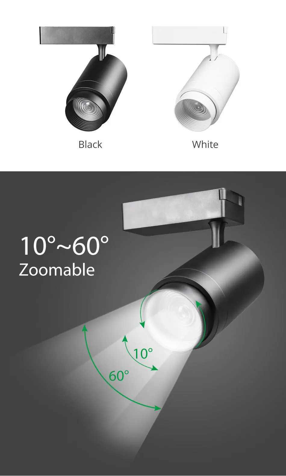 Zoommable 12W 20W 30W LED Track Light 2 3 4 Wire 3 Phase Dimmable Rail Spot Lighting Fixtures Spotlights Track Ceiling Zoom Lamp (4)