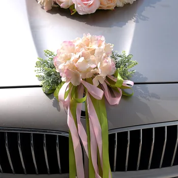 

Full Whole Set Flower Decoration for Wedding Car Supplies Handles Rearview Mirror Engine Hood Flower Decorations