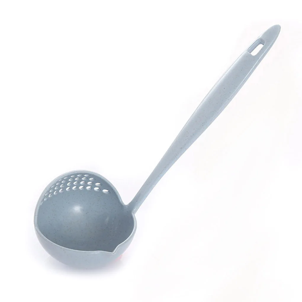 Hot Selling 2 In 1 Long Handle Soup Spoon Home Strainer Cooking Colander Kitchen Scoop Plastic Ladle Tableware