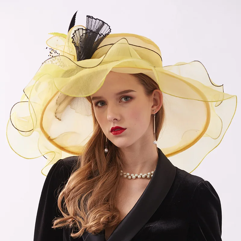 New Wedding Hats for Women Elegant Evening Flower Sun Hats chapeau de mariage Wedding Accessories 6 Colors YSAN282