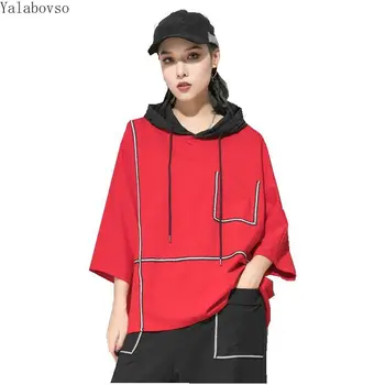 

Fall women's new hooded T-shirt loose large size long sleeve Tees for women Hip Hop women shirts Korean Styles Loose T shirts Z3