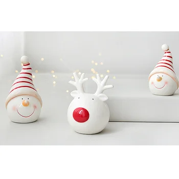 

1PC Ceramic Figurines Decorative Christmas Figurines Ornaments Statue for Living Room