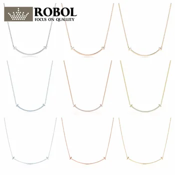 

13 XL TFB Rllen Original 925 Silver Fashion Smile DIY Necklace Rose Gold Silver Multi Color Elegant Female Jewelry.