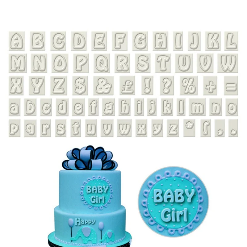 Цифры буквы марки 64 символа верхний и нижний регистр букв алфавита формы для выпечки торта Пластик резак для печенья, мастики набор инструментов