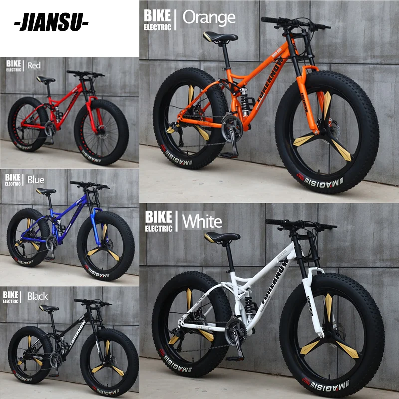 

Factory sales Snow Bicycle Shock-Suspension Mountain-Bike Fat Bike 24/26x4.0 Unisex Premium Shockproof Free Tools Free Shipping