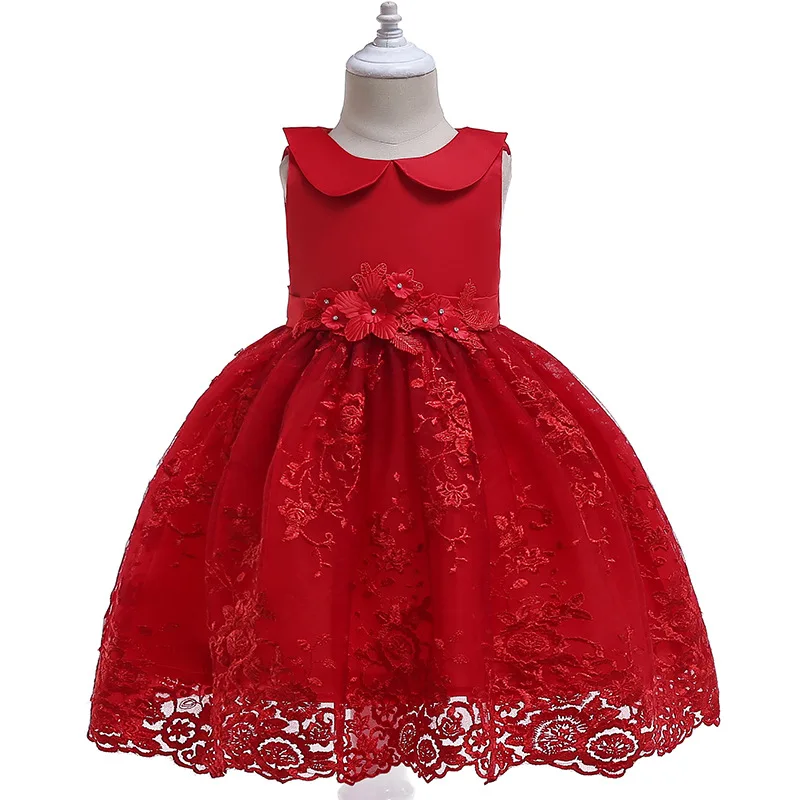 

2018 Girls Performance Formal Dress Full Body Dress New Year Childrenswear Foreign Trade Ladies' Flower Children Mesh Dress Kids