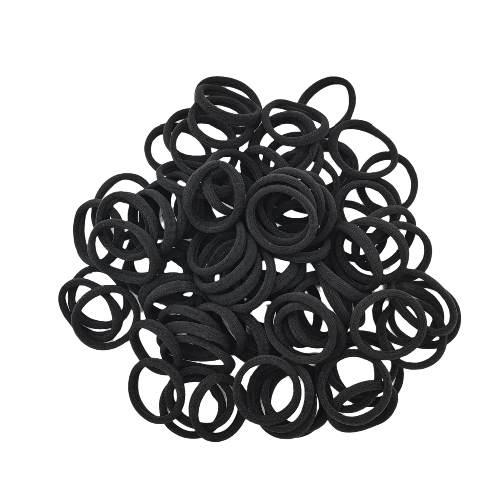 

50pcs Elastic Hair Band Black Ponytail Holder Solid Candy Rainbow Colors 4cm Diameter Bun Tie Rope XC191110